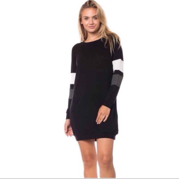 Terry Striped Long Sleeve Dress - Picture 2 of 6